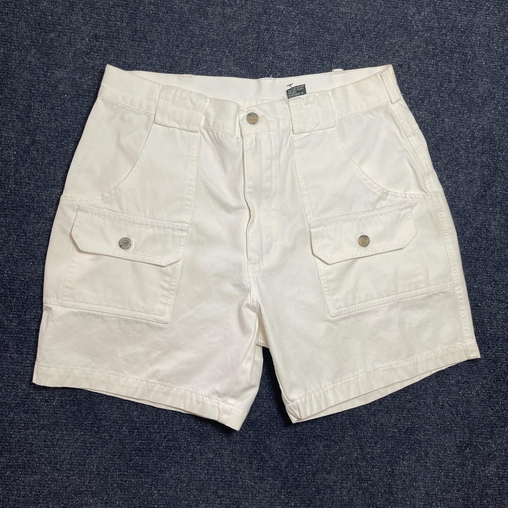 Vintage Campus Crew Cargo Shorts Mens 30 White Cotton Utility Pockets Summer